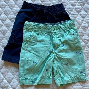 Green Fish Bone Print and Navy Cargo Shorts Set